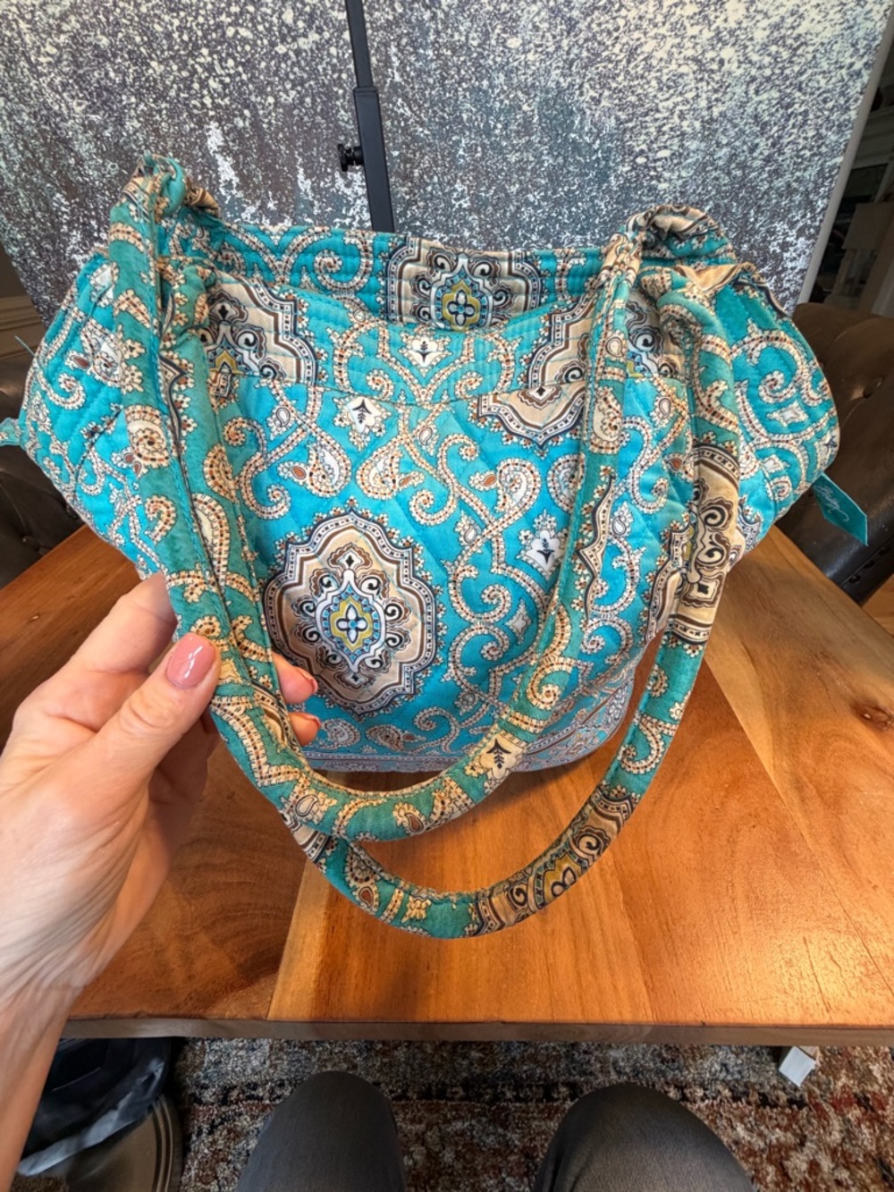 Vera Bradley Boho 2010s Quilted Zip Tote Turquoise Multi (GUC) - Picture 11 of 17
